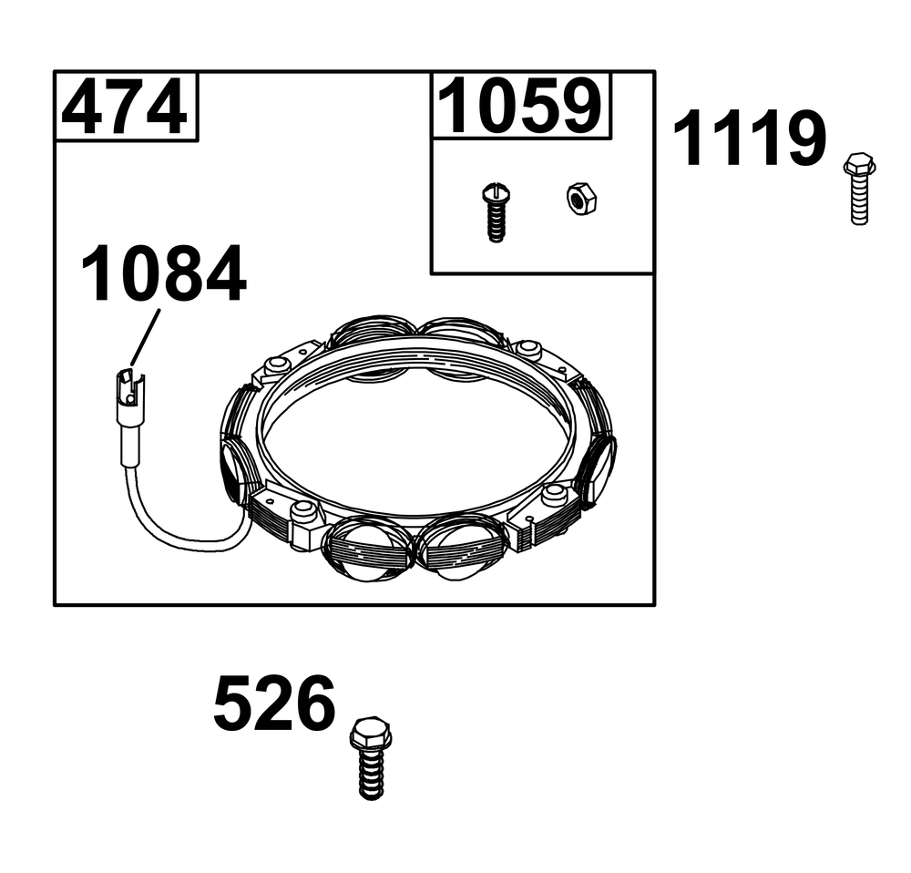 Alternator Group Diagram and Parts List for 40N777-0006-B5 400000 - 699999 Briggs and Stratton Engine